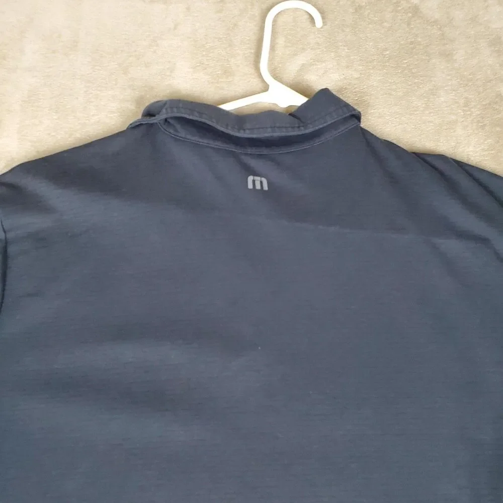 Travis Mathew Polo Shirt Mens XL Blue Striped Pima Cotton Golf Performance Top - Picture 11 of 11